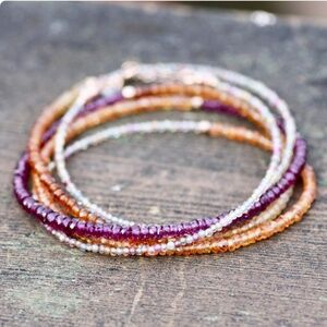 Natural Rhodolite, Sapphire Wrap Bracelet Converts to a Necklace 14K Rose Gold